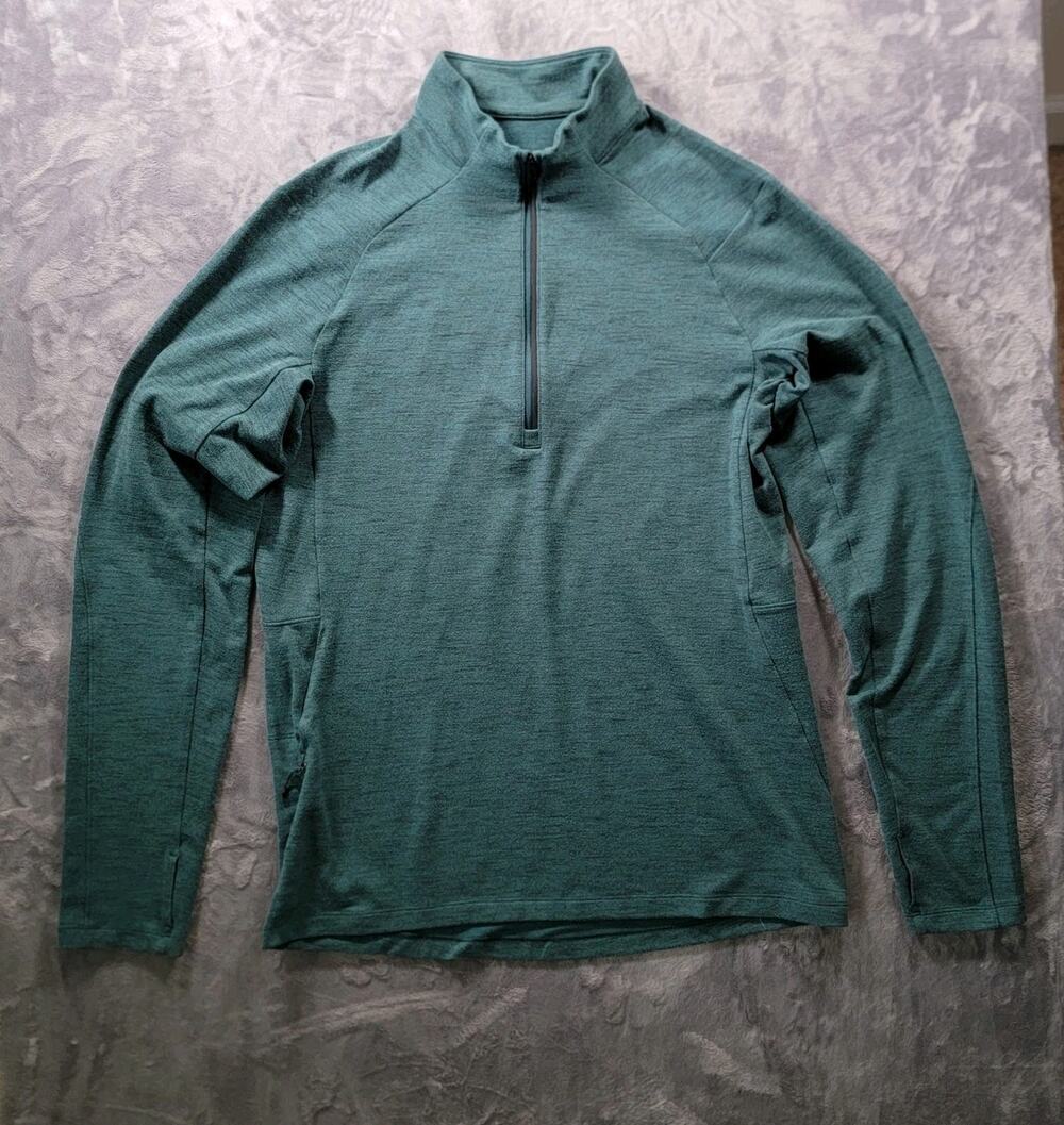 Lululemon Mens M Surge Warm Half Zip Pullover Green Teal